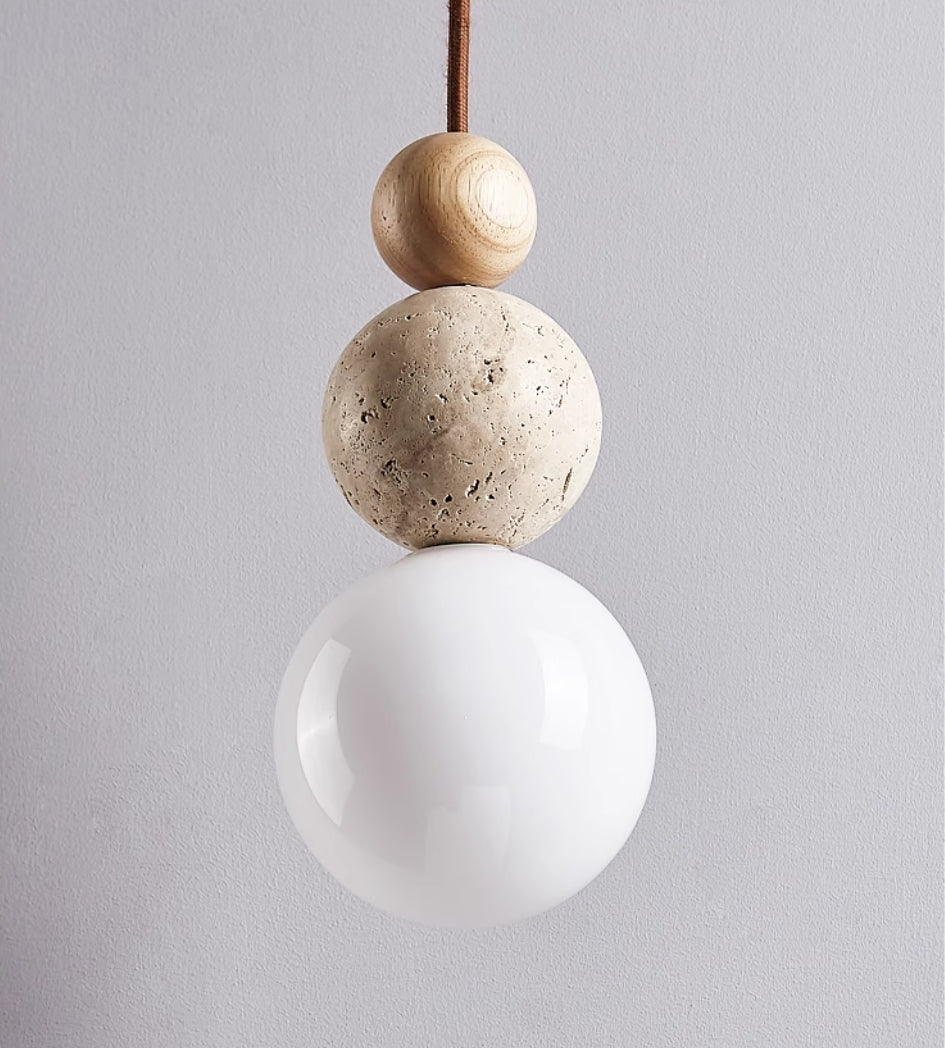 Modern Simple Style Travertine Pendant Light in Natural Taavita Stone