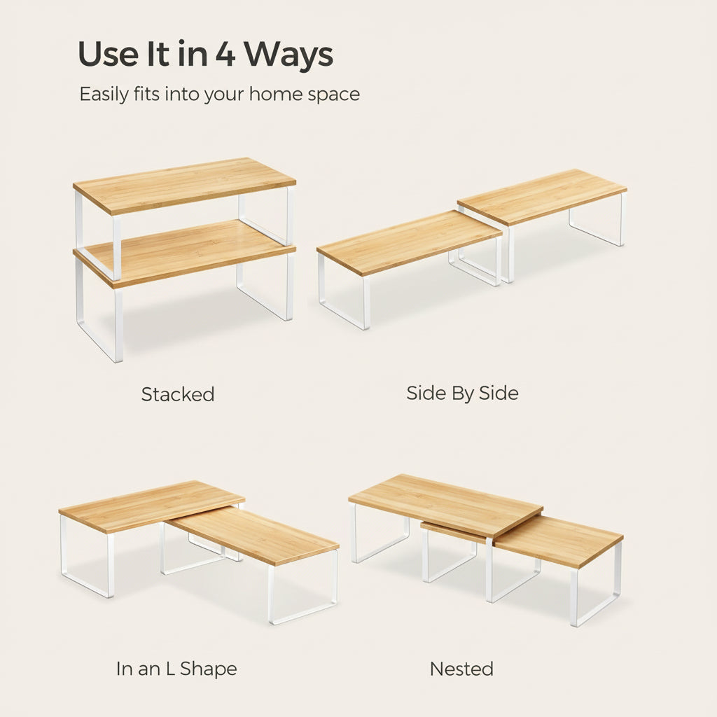 Versatile Stacking Storage Shelves for Kitchen Organization