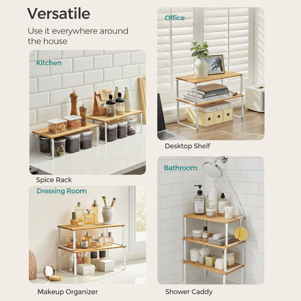 Versatile Stacking Storage Shelves for Kitchen Organization