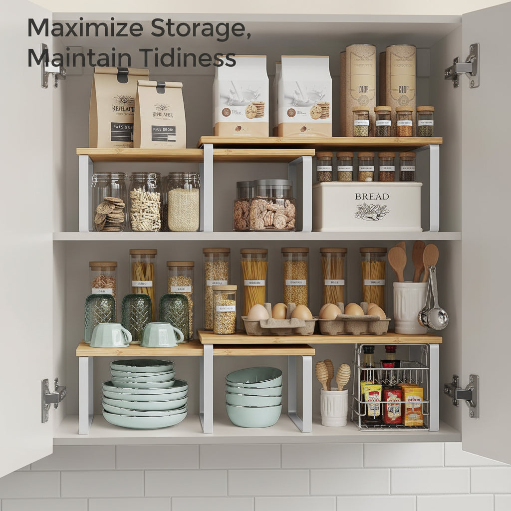 Versatile Stacking Storage Shelves for Kitchen Organization