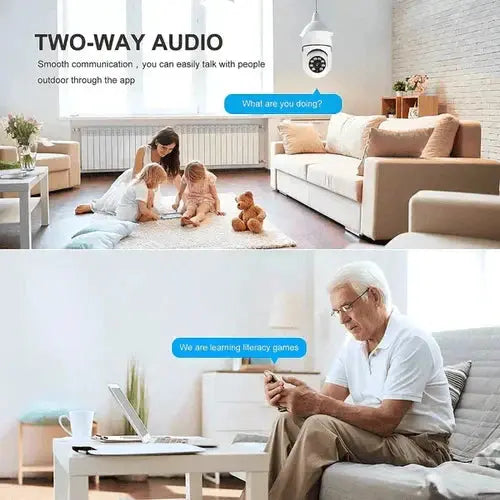 Smart E27 Security Camera – 360-Degree Coverage, Night Vision, Mobile App