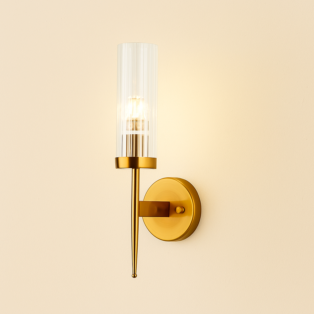 RadiantGlow Modern Ribbed Glass Wall Light Fixture