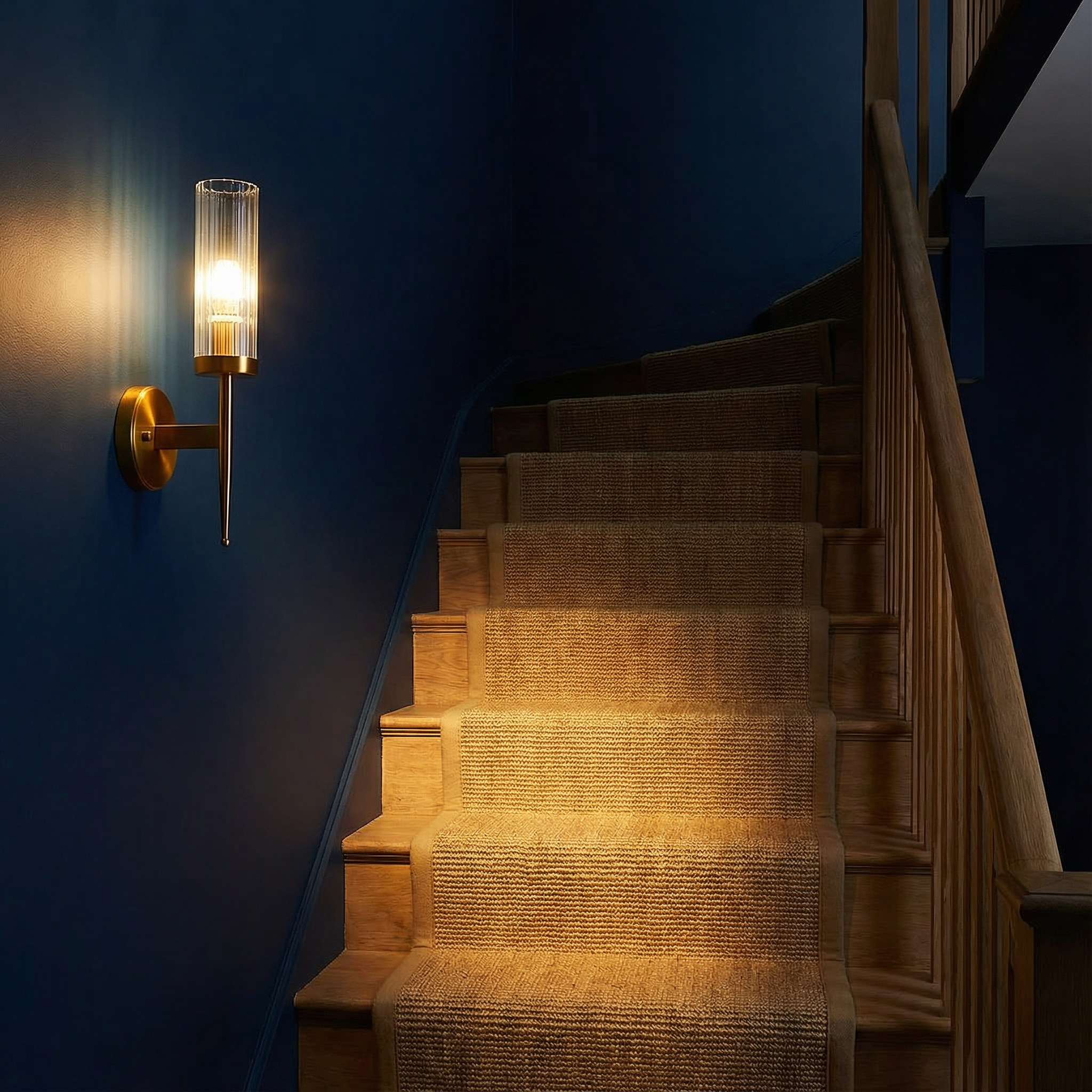 RadiantGlow Modern Ribbed Glass Wall Light Fixture