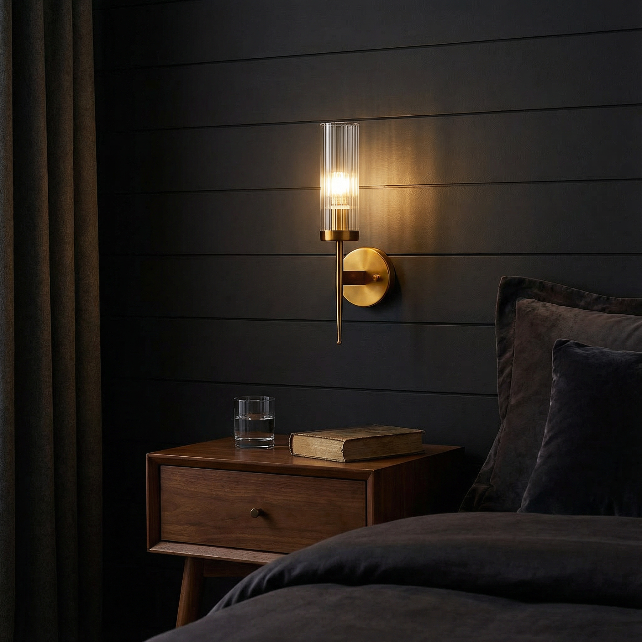 RadiantGlow Modern Ribbed Glass Wall Light Fixture