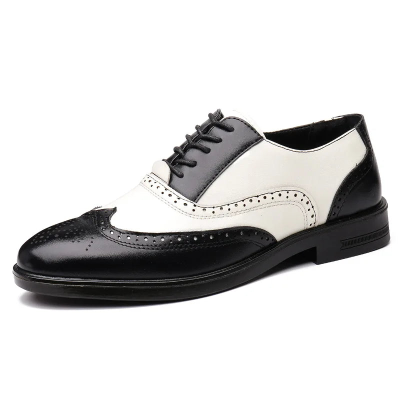 Brogue Lace-Up Shoes in Two-Tone Leather – Versatile Footwear for All Events