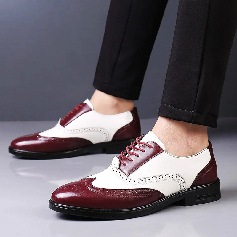 Brogue Lace-Up Shoes in Two-Tone Leather – Versatile Footwear for All Events
