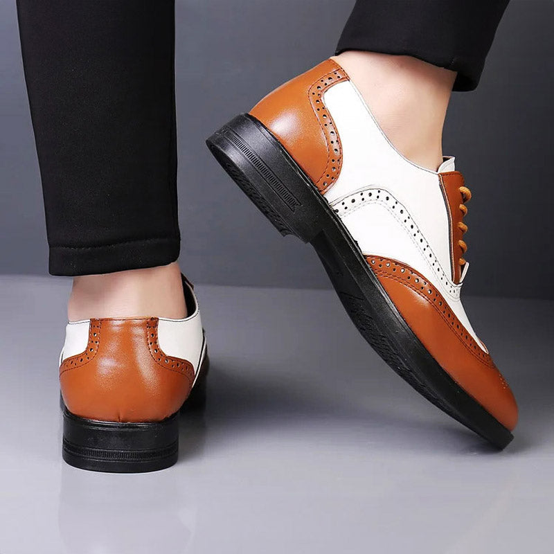 Brogue Lace-Up Shoes in Two-Tone Leather – Versatile Footwear for All Events