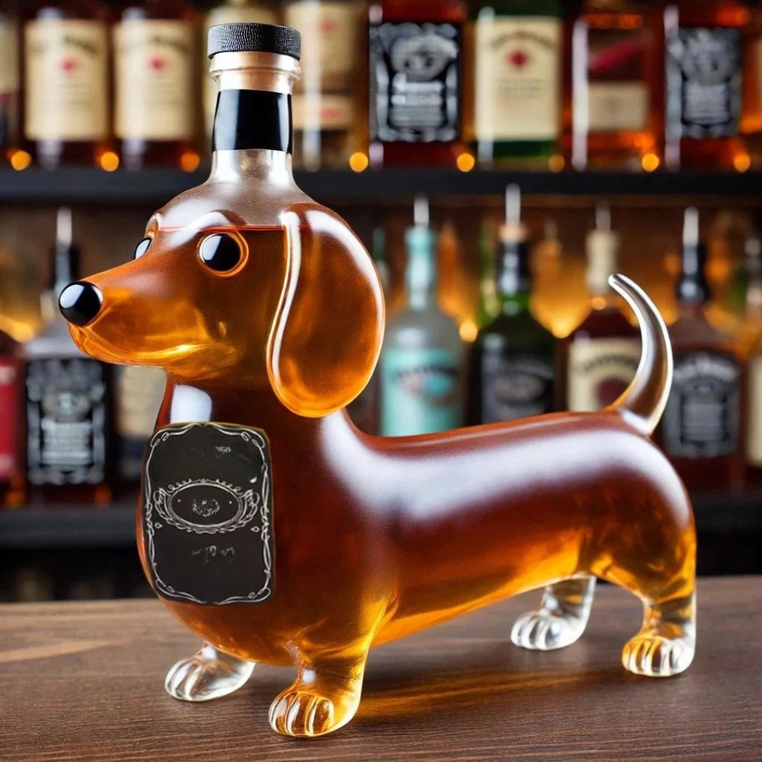 Charming Dog-Themed Glass Decanter for Whisky Lovers