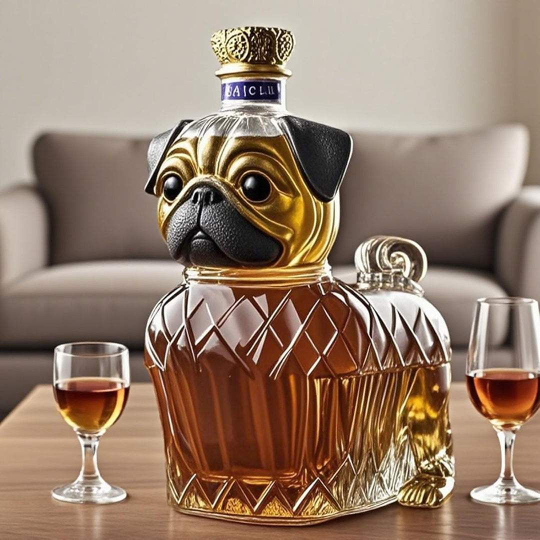 Charming Dog-Themed Glass Decanter for Whisky Lovers