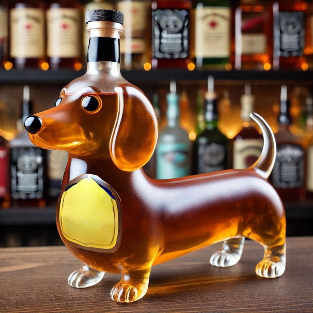 Charming Dog-Themed Glass Decanter for Whisky Lovers