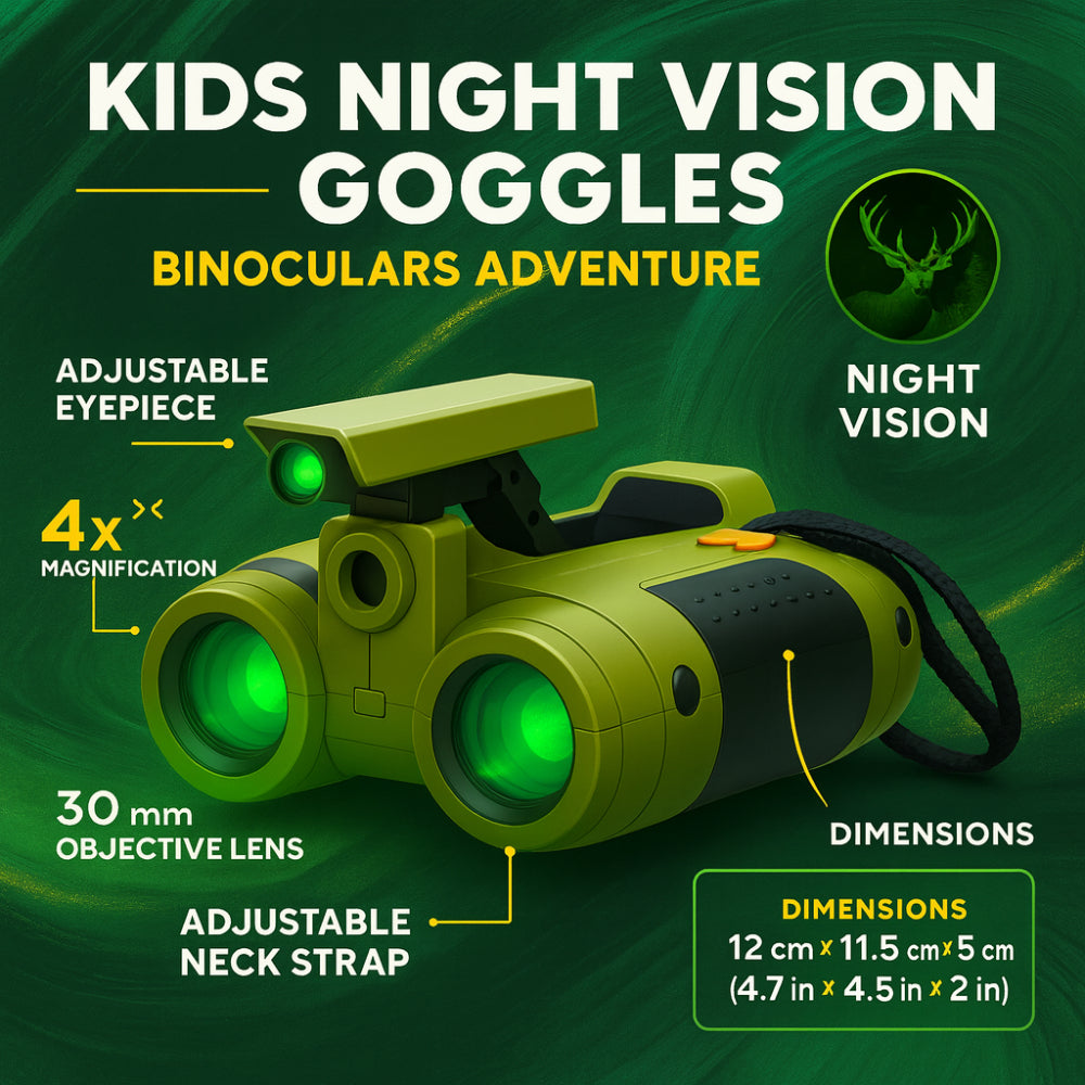 Compact Night Vision Binoculars for Kids with Pop-Up Light – Adventure Gear for Outdoor Exploration