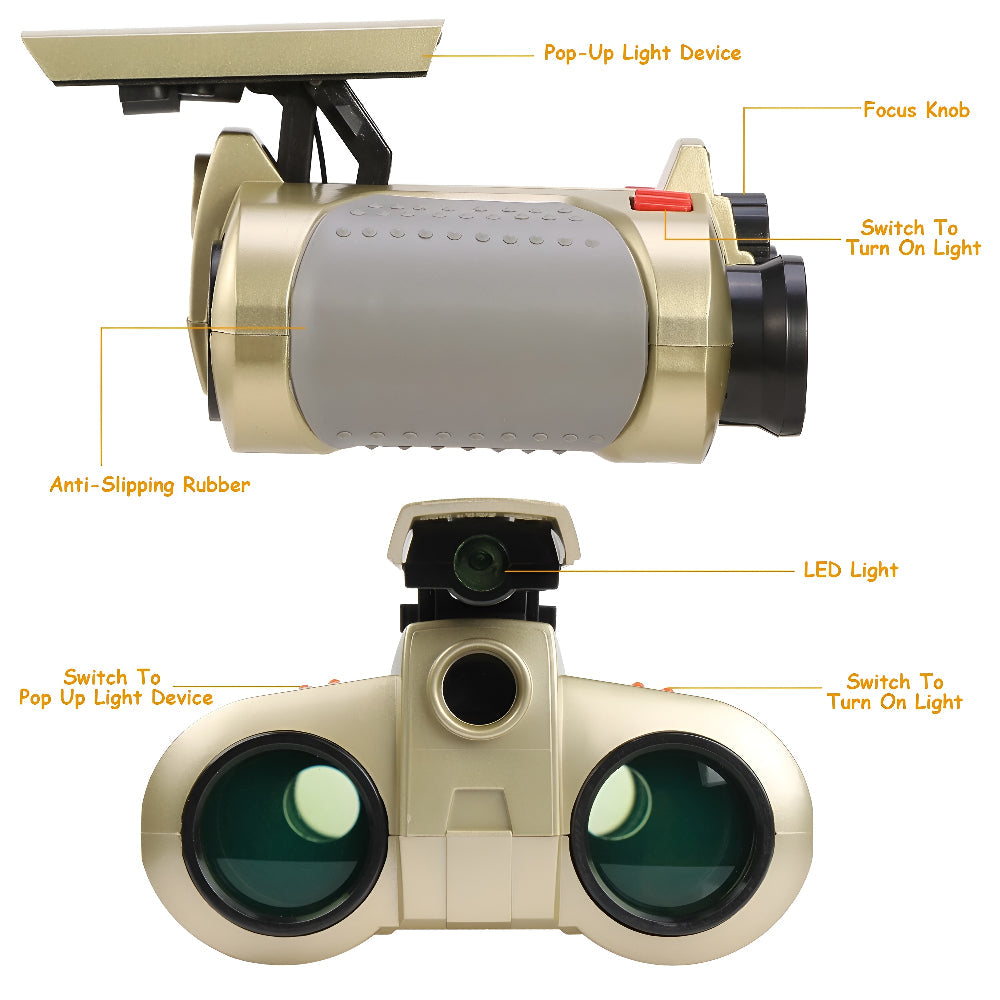 Compact Night Vision Binoculars for Kids with Pop-Up Light – Adventure Gear for Outdoor Exploration