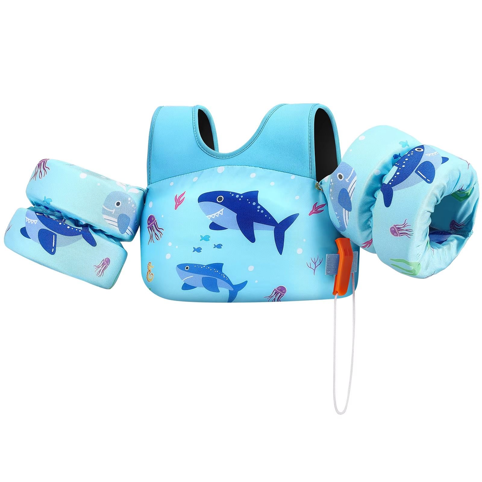 Children's Foam Life Jacket with Arm Floats and Safety Whistle for Swimming and Kayaking