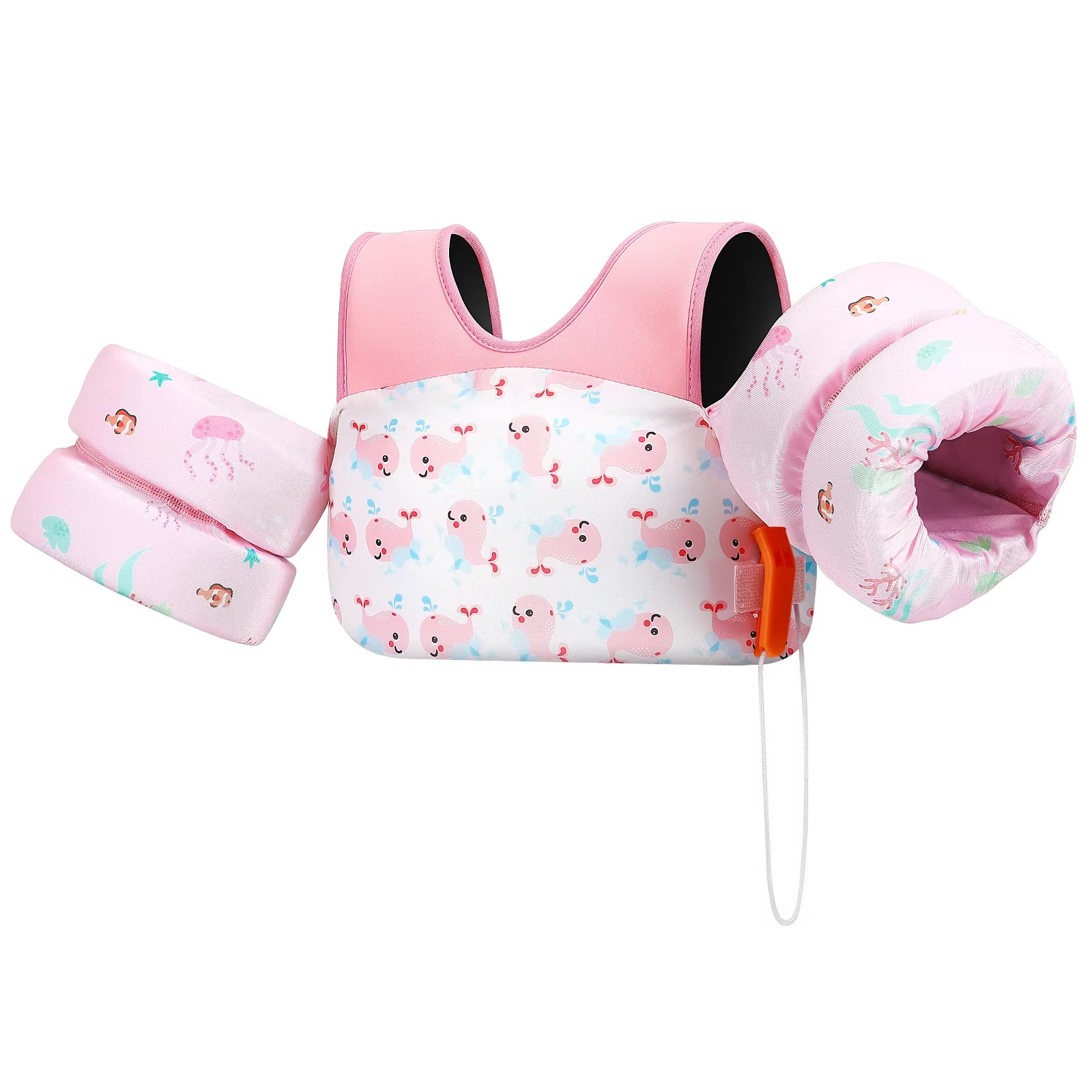 Children's Foam Life Jacket with Arm Floats and Safety Whistle for Swimming and Kayaking