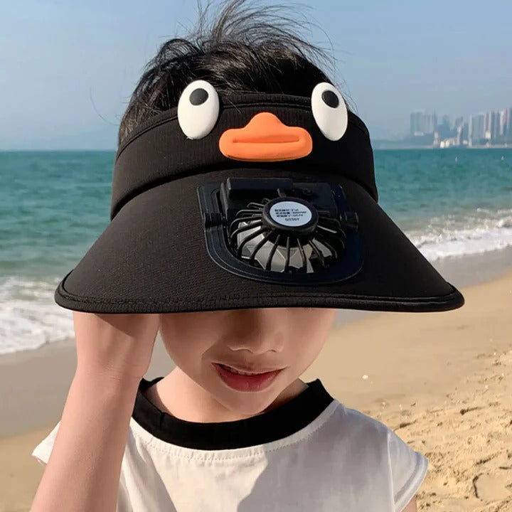 Children's Sun Hat with Solar Cooling Fan & UV Shield – Lightweight for Outdoors
