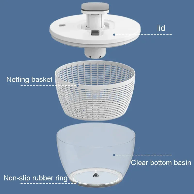 Compact One-Hand Salad Spinner with Easy Drying Mechanism - Space-Saving Kitchen Tool