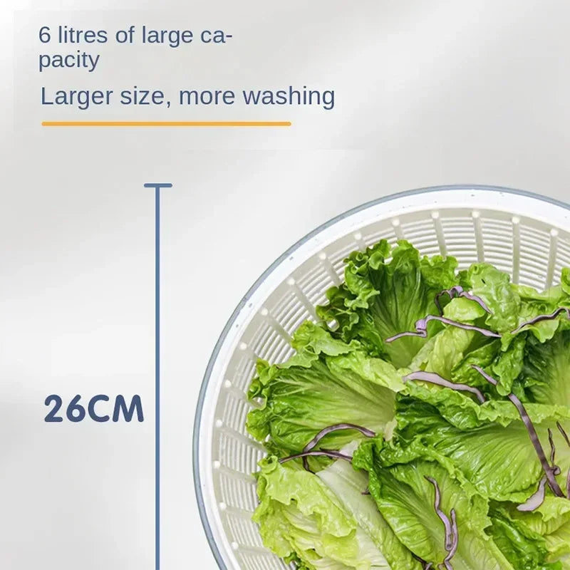Compact One-Hand Salad Spinner with Easy Drying Mechanism - Space-Saving Kitchen Tool