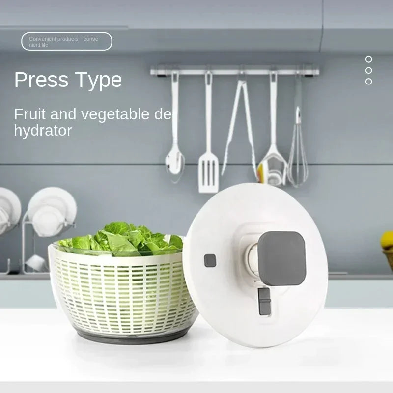 Compact One-Hand Salad Spinner with Easy Drying Mechanism - Space-Saving Kitchen Tool