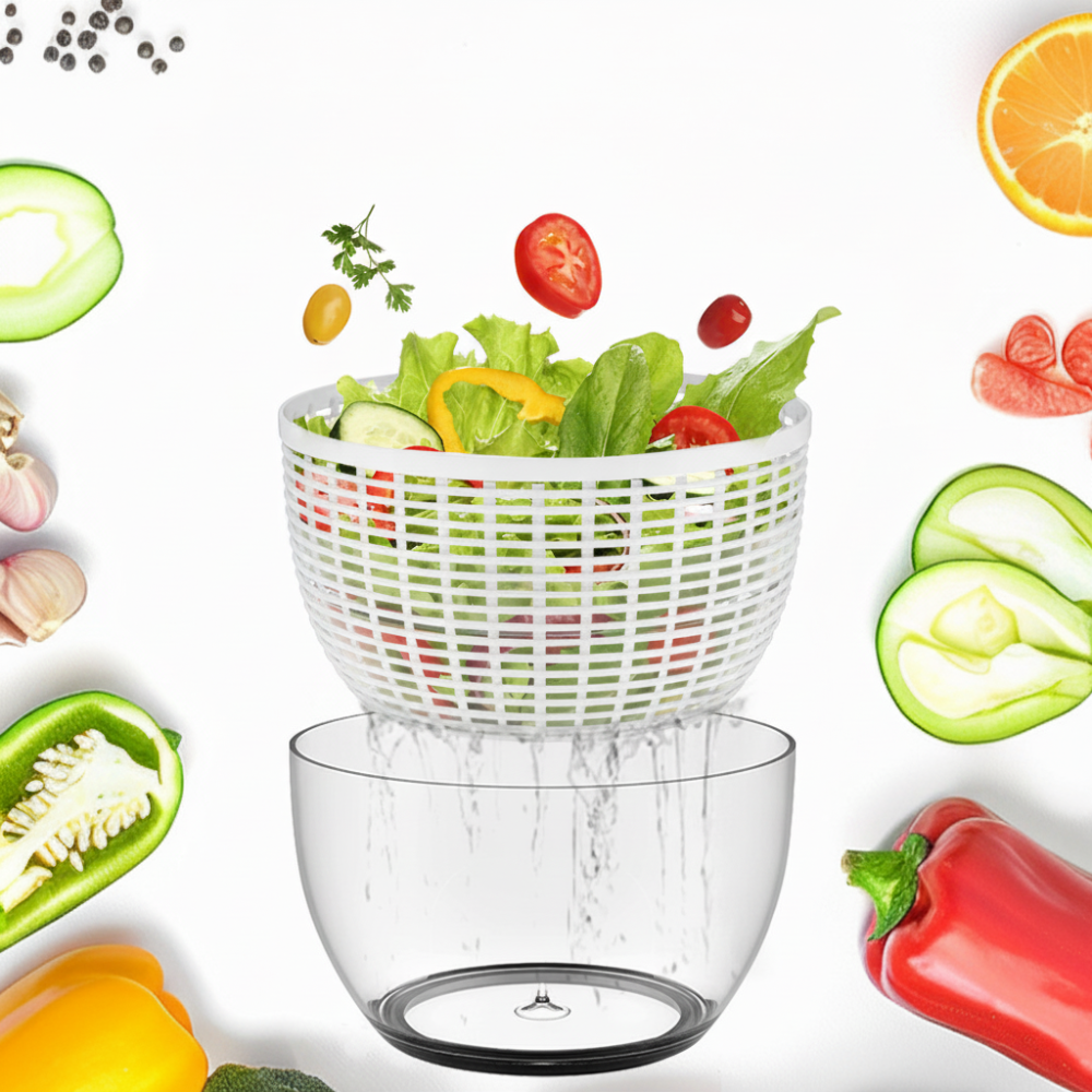Manual Salad Spinner with Non-Slip Base – Efficient Vegetable Dryer