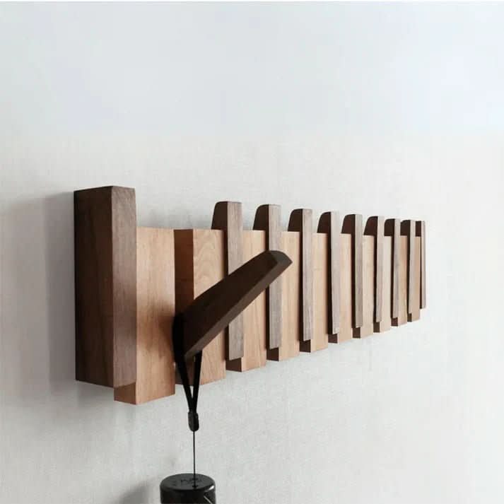Artisan Wood Wall Coat Organizer in Elegant Piano Style
