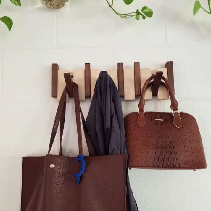 Artisan Wood Wall Coat Organizer in Elegant Piano Style