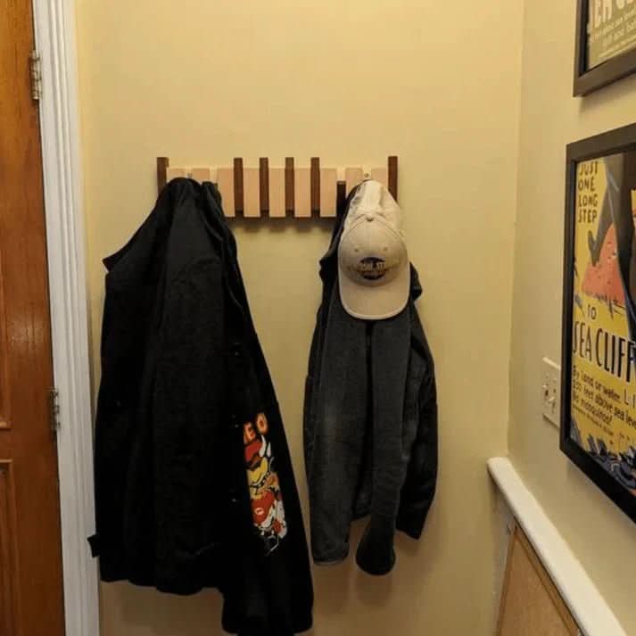 Artisan Wood Wall Coat Organizer in Elegant Piano Style