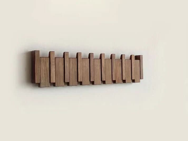 Artisan Wood Wall Coat Organizer in Elegant Piano Style