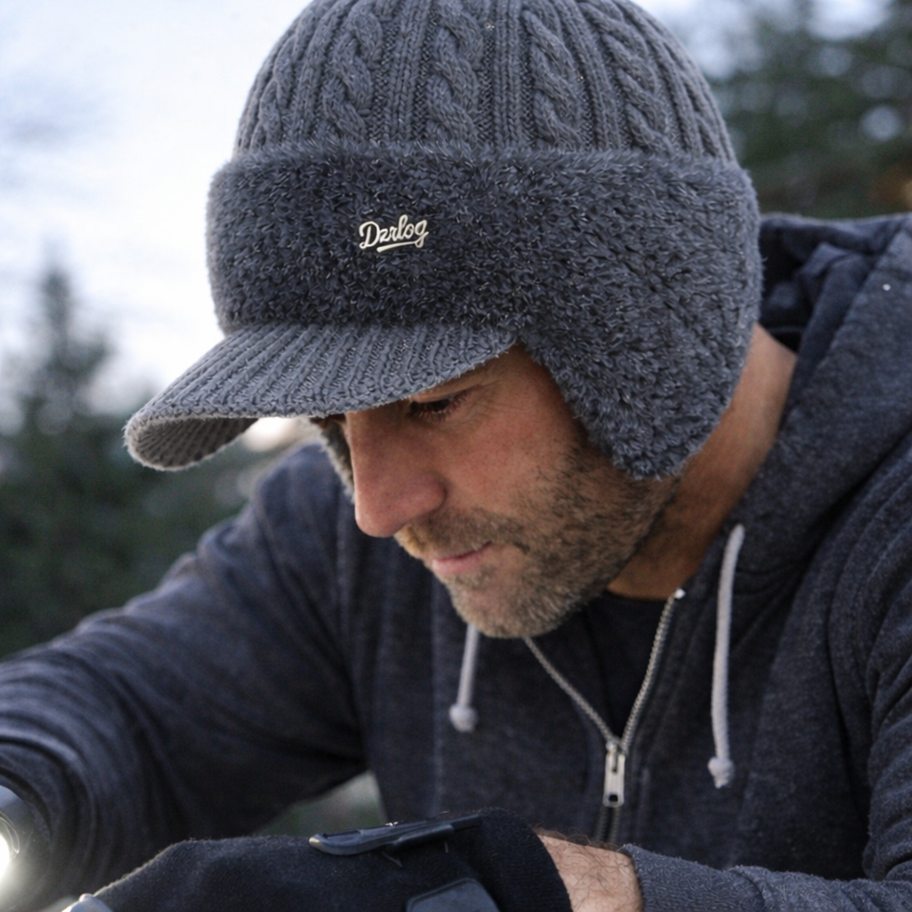 Warm & Stylish Ear Flap Knit Cap for Winter Adventures