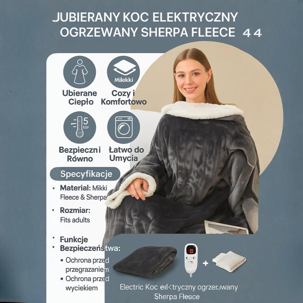 CozyWear Heated Sherpa Fleece Blanket for Ultimate Comfort