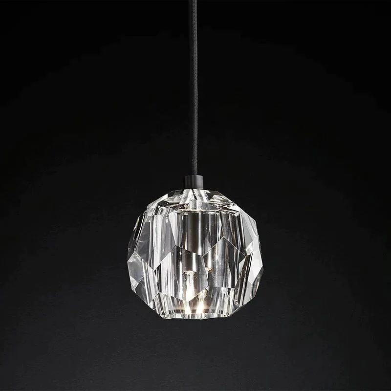 Liora — Handcrafted Crystal and Brass Pendant Light with Adjustable Design
