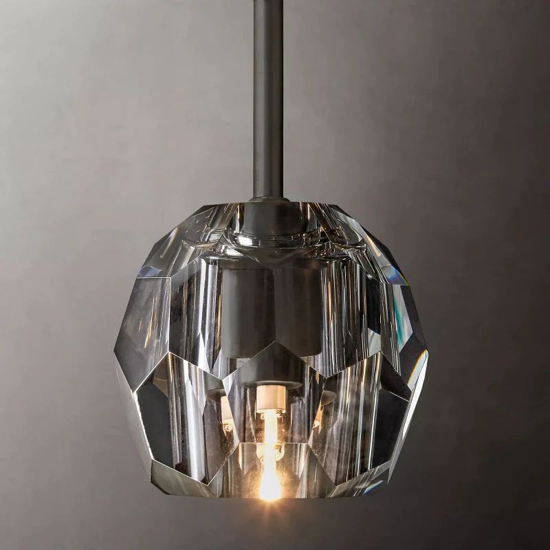 Liora — Crystal Glass Rod Pendant with Brass Accents