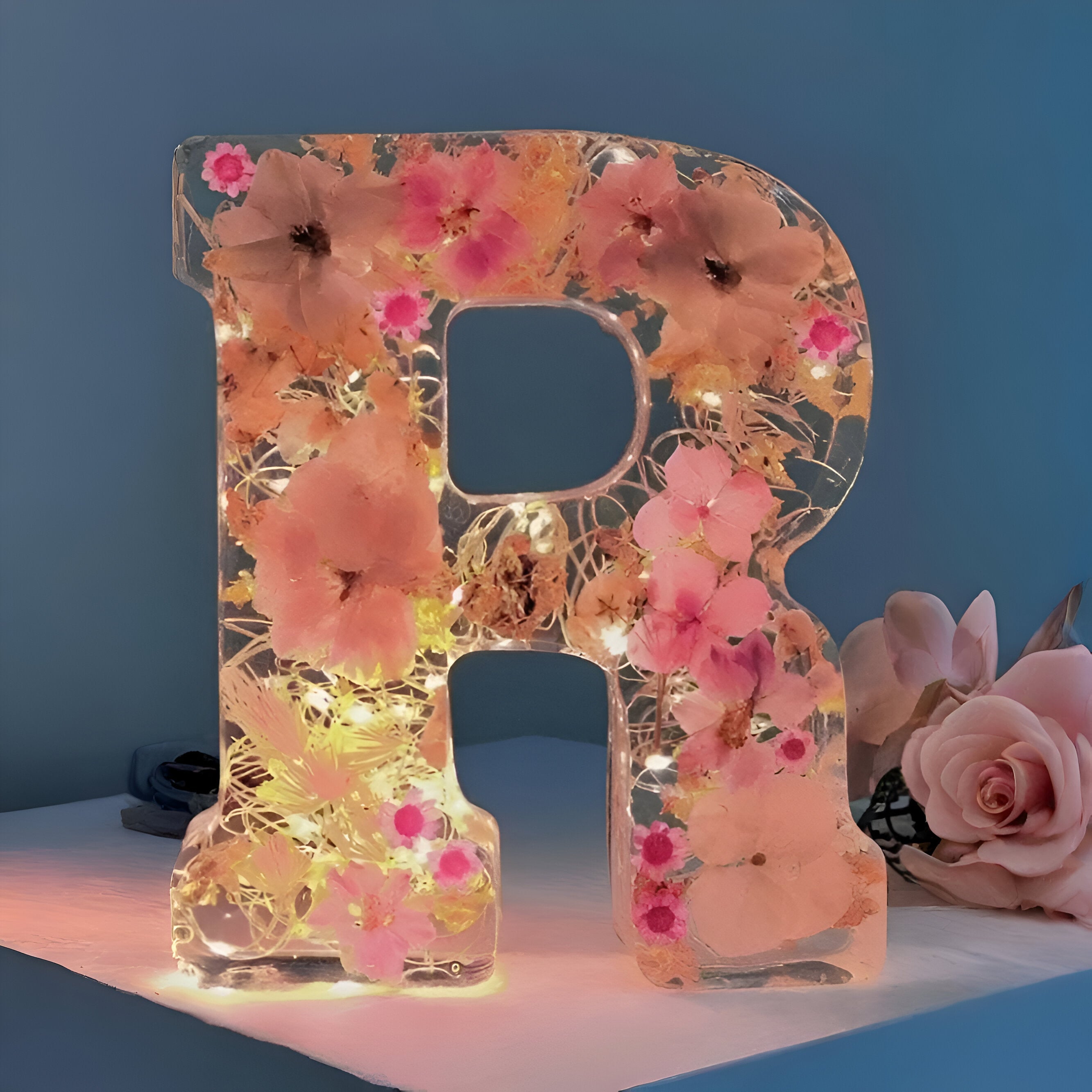 Custom Floral LED Letter Lamp for Cozy Spaces