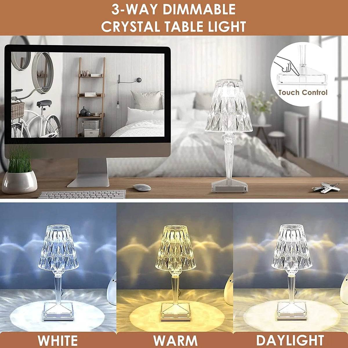 Wireless Crystal Glow Table Lamp for Serene Spaces