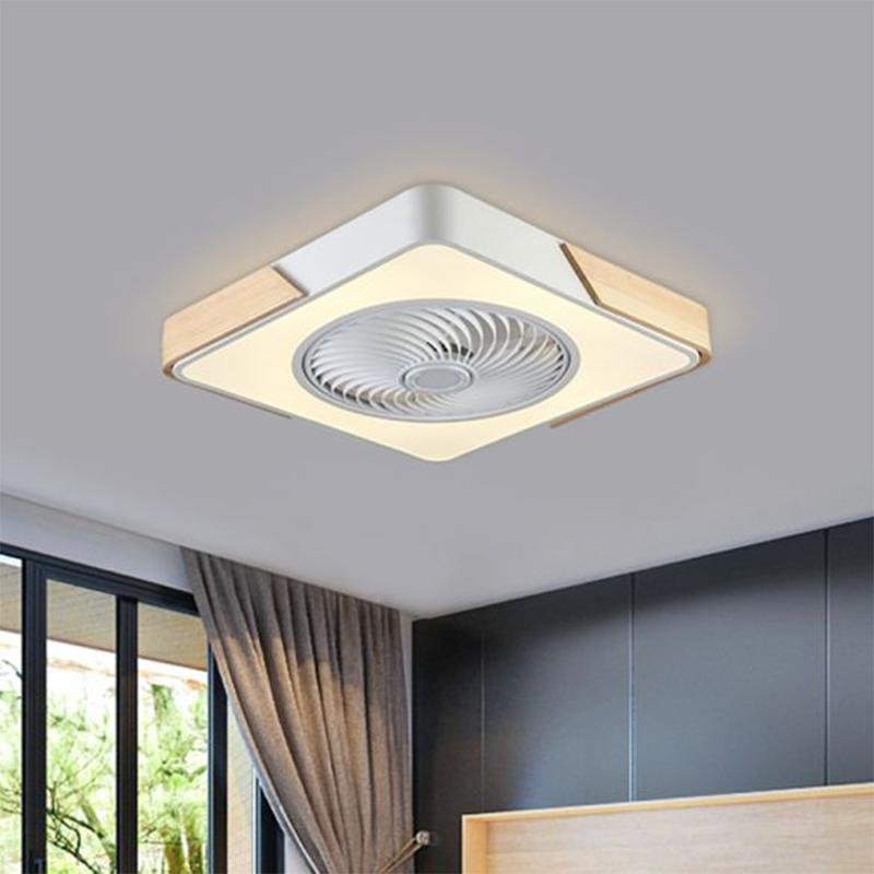 21'' W LED Round Square Flush Mounting Hanging Fan Light - dazuma