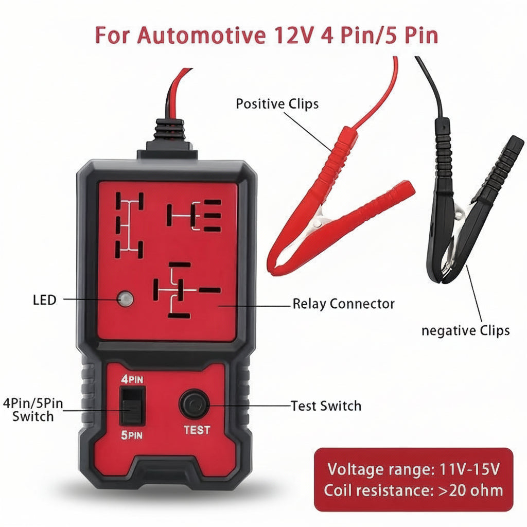 QuickCheck 12V Battery Tester with LED Display for Vehicles