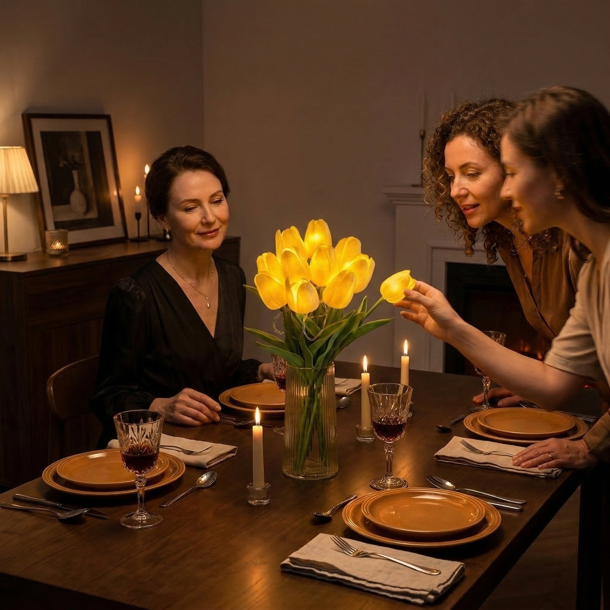 Lifelike LED Tulip Light Arrangement with Timer – Warm Ambiance Year-Round