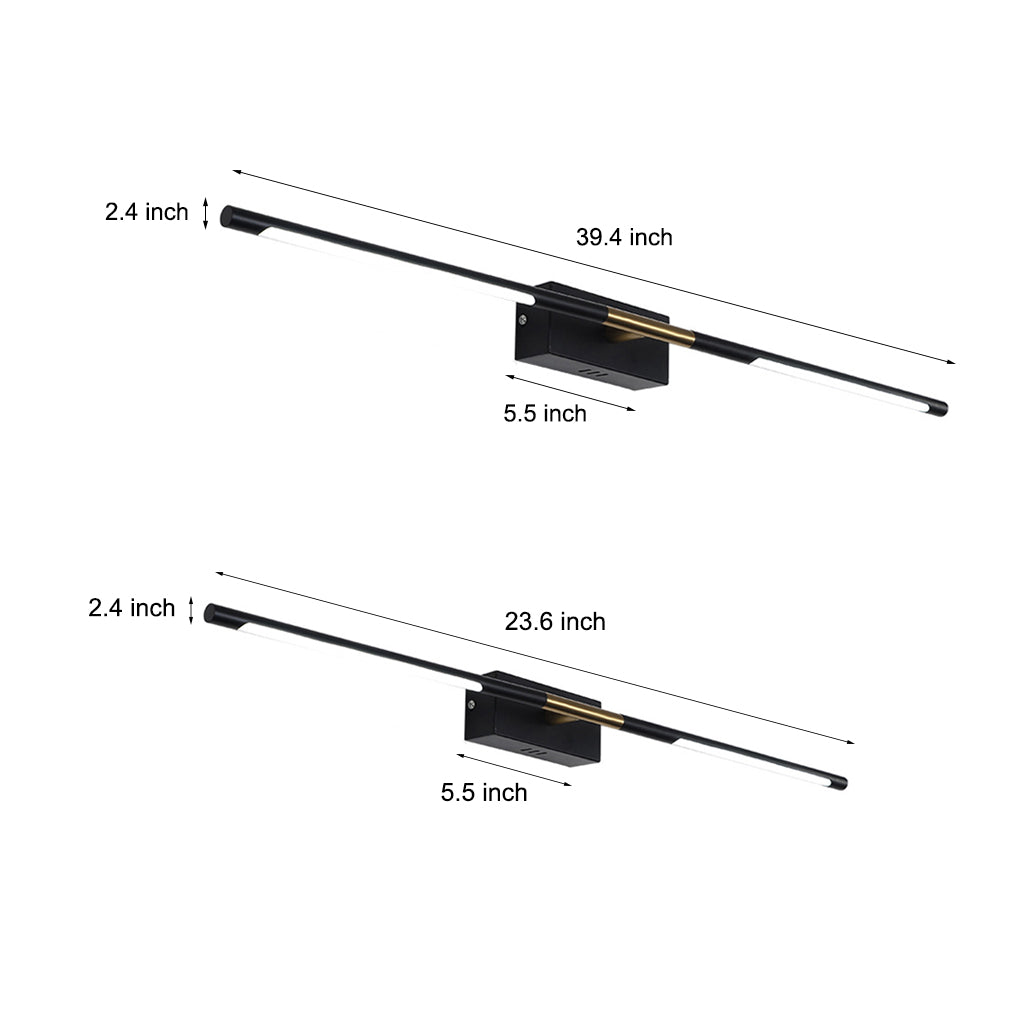 23.6''/39.4'' Linear LED Bath Light Bar - Wall Mounted Vanity Light with Taavita Finish and Acrylic Shade
