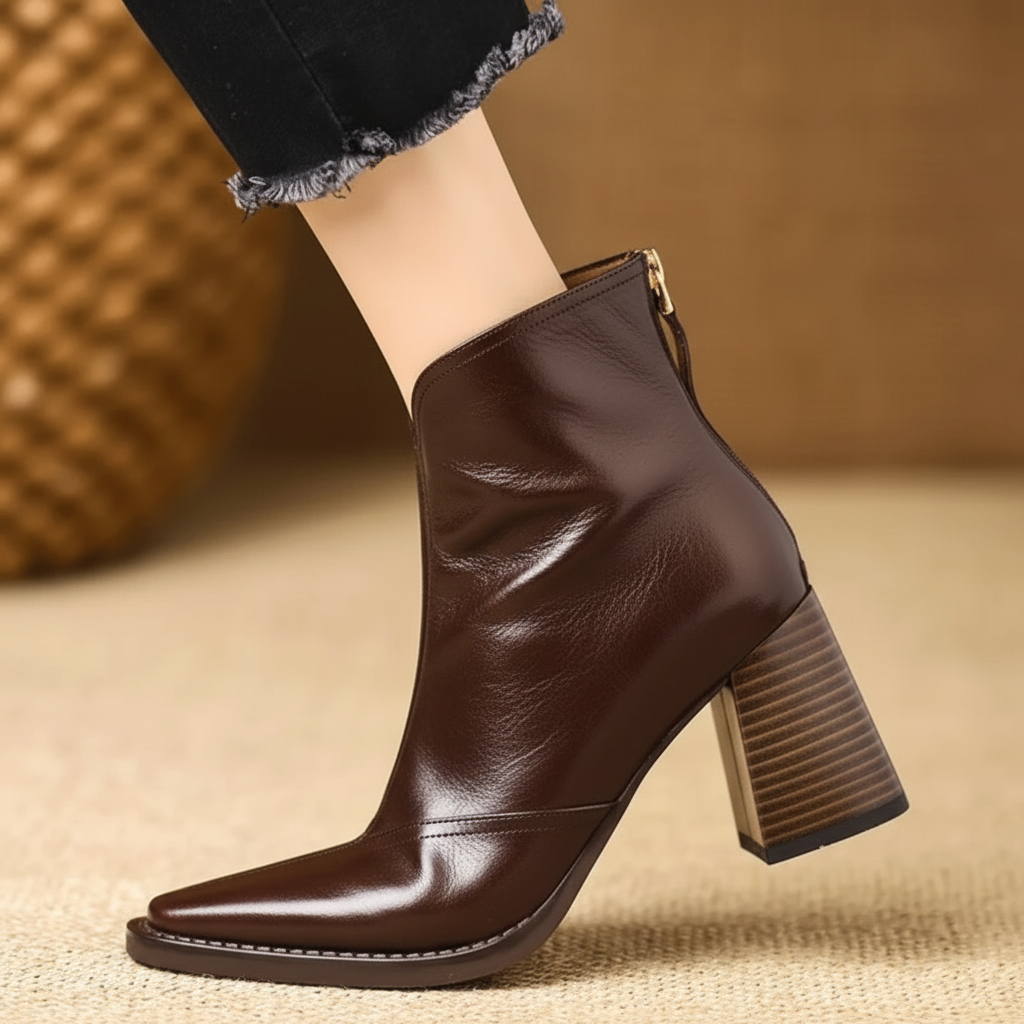 Chic Mid-Heel Ankle Boots with Convenient Zipper for Daily Wear