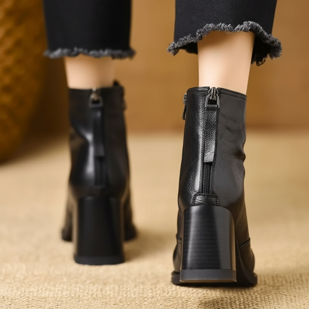 Chic Mid-Heel Ankle Boots with Convenient Zipper for Daily Wear