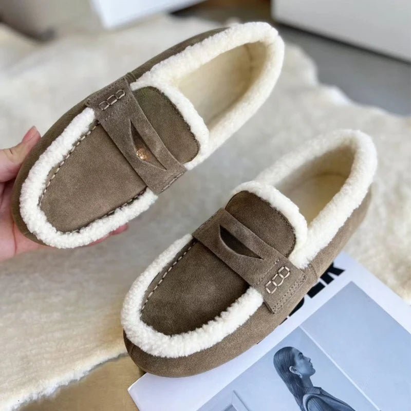 ChicComfort Women's Suede Slip-On Loafers with Wool Interior