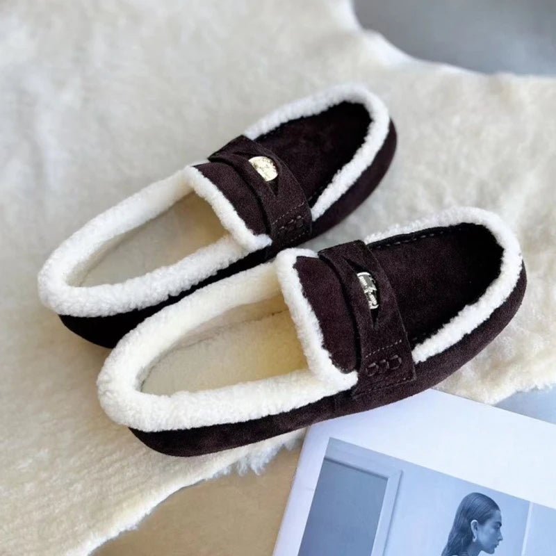 ChicComfort Women's Suede Slip-On Loafers with Wool Interior