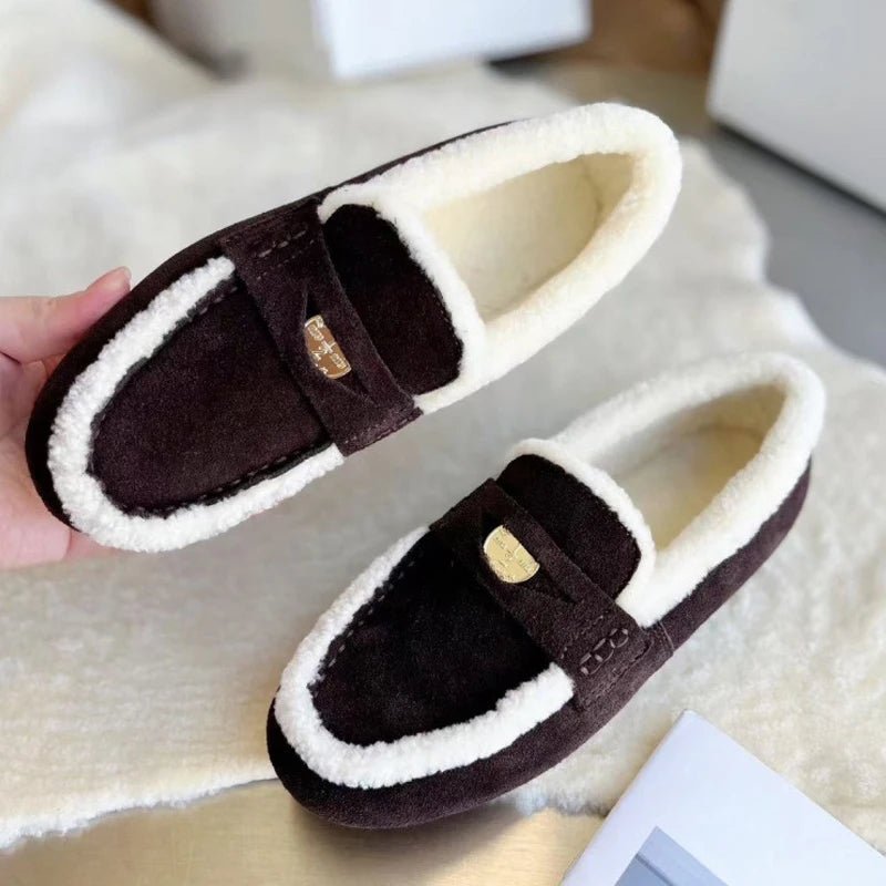 ChicComfort Women's Suede Slip-On Loafers with Wool Interior