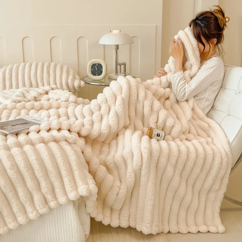 SnuggleSoft Plush Faux Fur Throw Blanket for Home & Travel