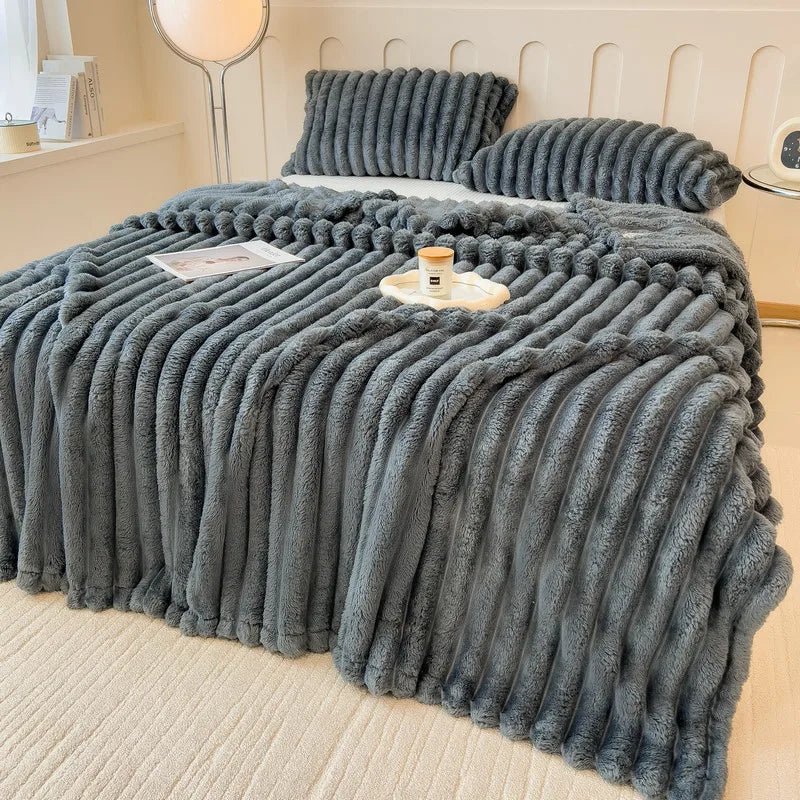 SnuggleSoft Plush Faux Fur Throw Blanket for Home & Travel