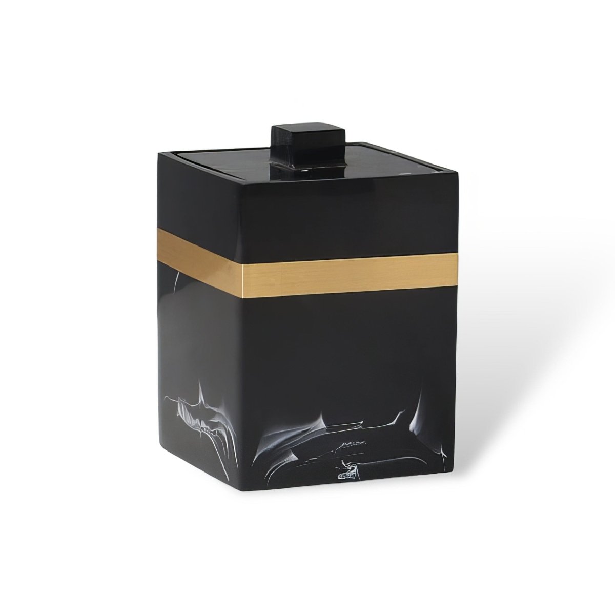 Sophisticated Black Marble Serving Tray with Elegant Gold Trim