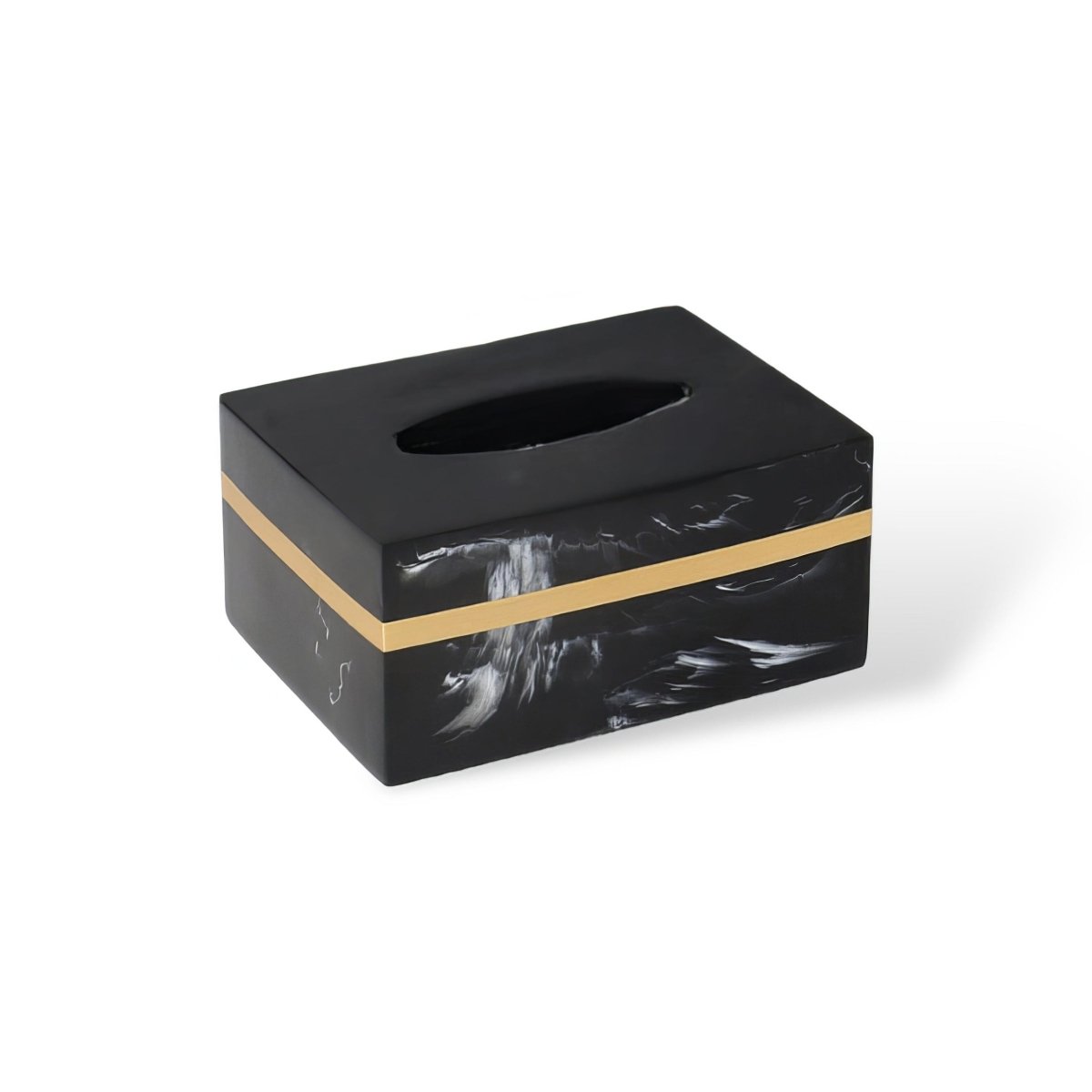 Sophisticated Black Marble Serving Tray with Elegant Gold Trim