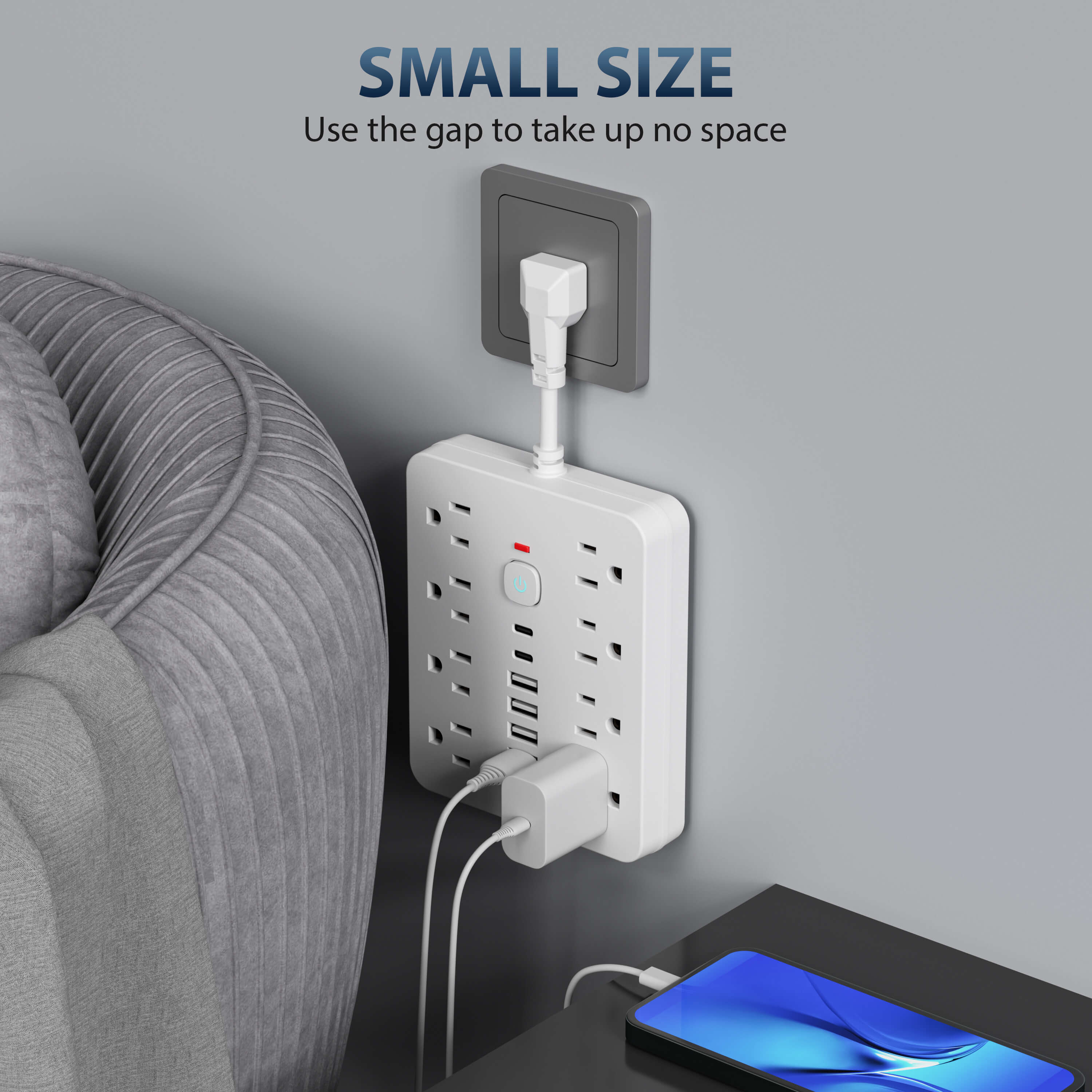 Surge Protected Power Strip with 14 Outlets
