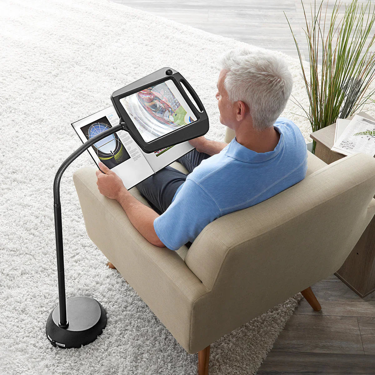 Versatile LED Floor Lamp with Magnifier for Crafts and Reading