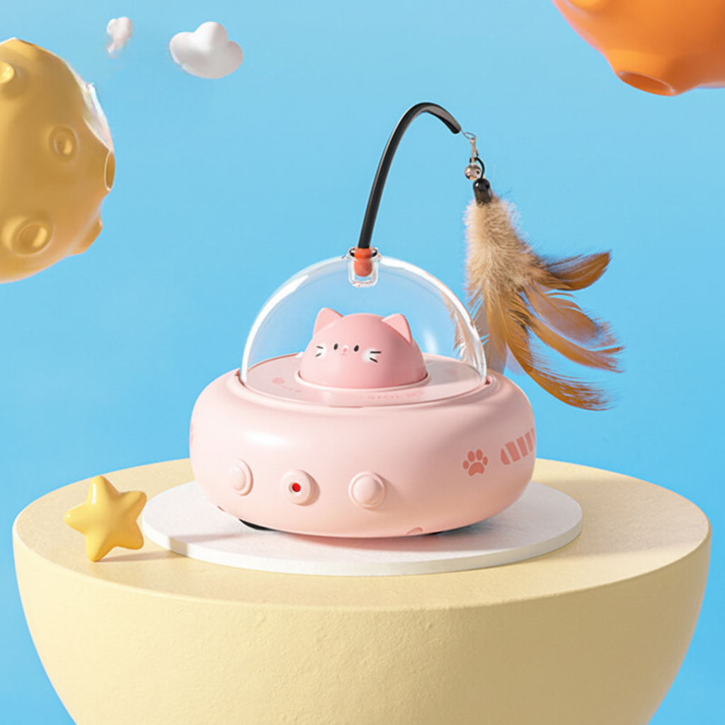 Interactive Laser Pet Toy with Whimsical UFO Design