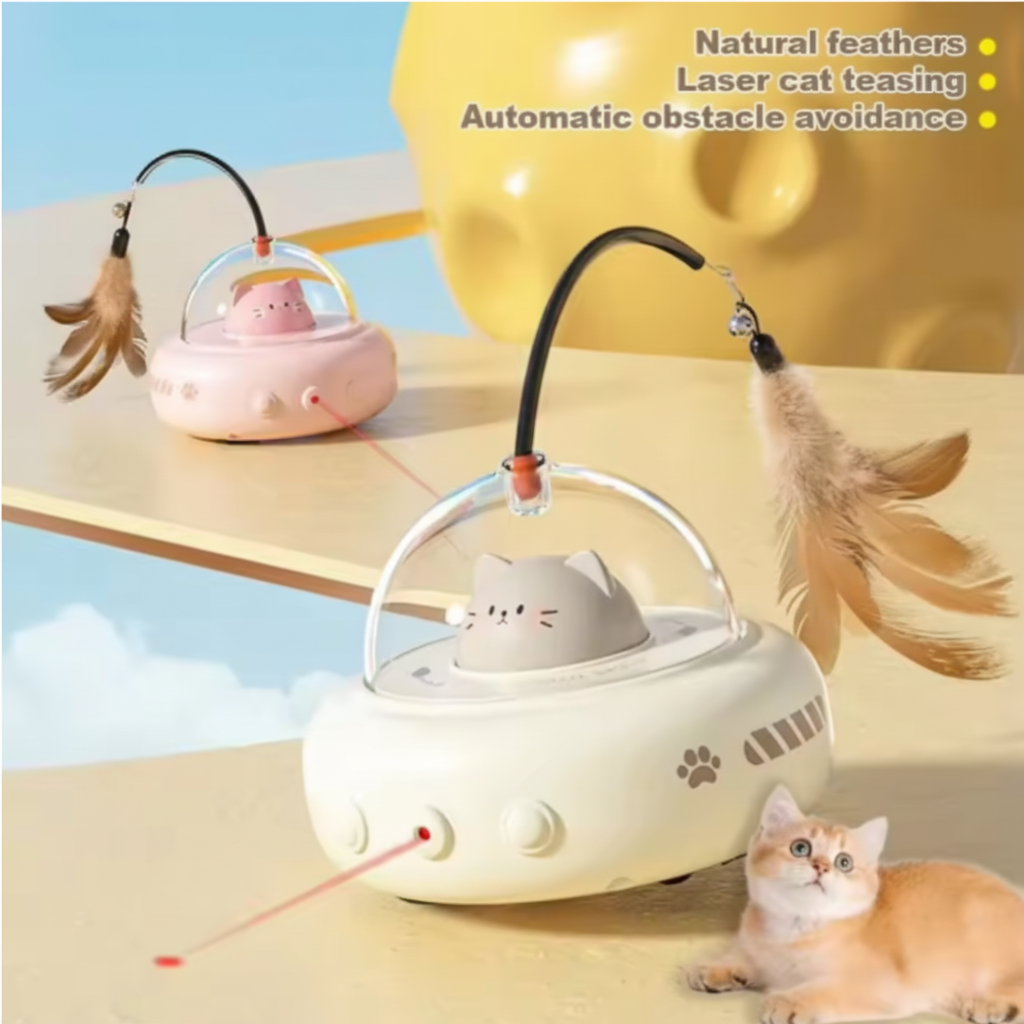Interactive Laser Pet Toy with Whimsical UFO Design